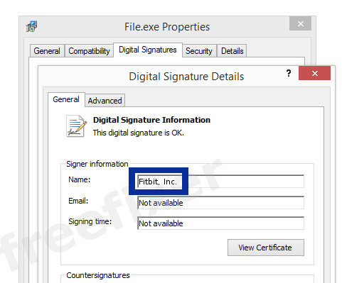 Screenshot of the Fitbit, Inc. certificate